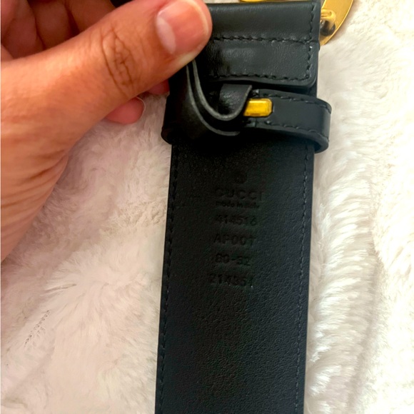 Gucci Black Leather Belt with Gold GG Buckle